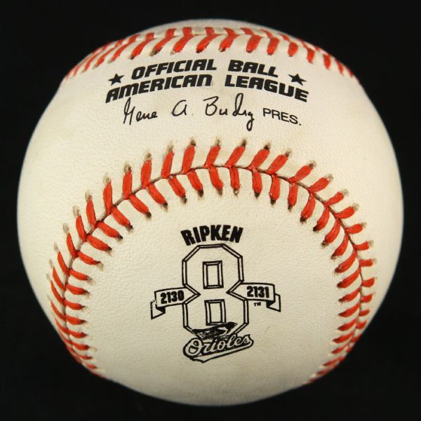 1995 Cal Ripken Baltimore Orioles Ironman Streak Stamped OAL Budig Baseball