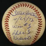 1972 (April 25) Steve Carlton Philadelphia Phillies Single Signed ONL Feeney Candlestick Park Game Used Baseball (MEARS LOA/JSA)