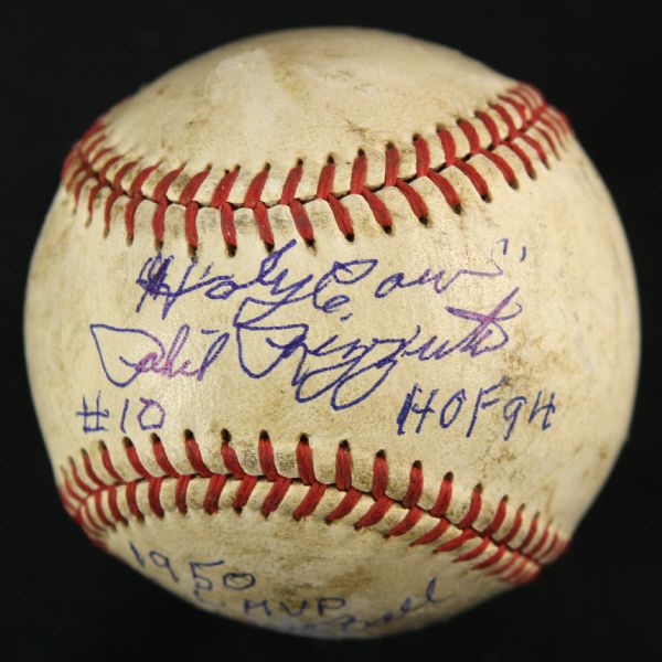 1950 Phil Rizzuto New York Yankees Single Signed OAL Harridge Yankee Stadium Game Used Baseball (MEARS LOA/JSA)
