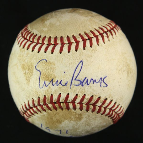 1971 Ernie Banks Chicago Cubs Dual Signed ONL Feeney Wrigley Field Game Used Baseball (MEARS LOA/JSA)