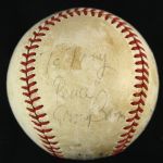 1971 Ernie Banks Chicago Cubs Dual Signed ONL Feeney Wrigley Field Game Used Baseball (MEARS LOA/JSA)
