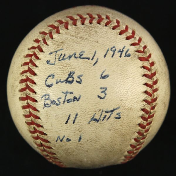 1946 (June 1) Chicago Cubs Boston Braves ONL Frick Wrigley Field Game Used Baseball (MEARS LOA)