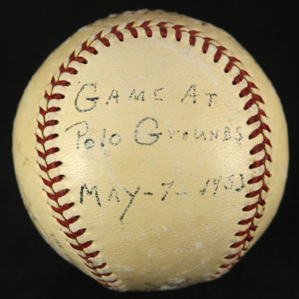 1953 (May 7) New York Giants Cincinnati Reds ONL Giles Polo Grounds Exhibition Game Used Baseball (MEARS LOA)