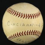 1953 (May 7) New York Giants Cincinnati Reds ONL Giles Polo Grounds Exhibition Game Used Baseball (MEARS LOA)