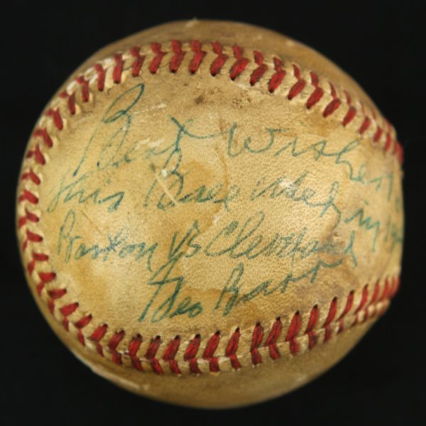 1948 George Barr Umpire Single Signed ONL Frick Braves Field World Series Game Used Baseball (MEARS LOA/JSA)