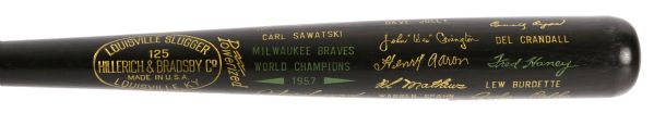 1957 Milwaukee Braves World Champions H&B Louisville Slugger Black Bat