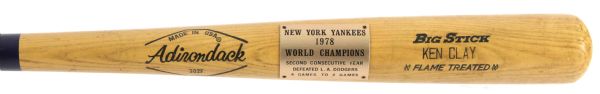 1978 Ken Clay New York Yankees World Series Champions Adirondack Big Stick Bat (MEARS LOA)