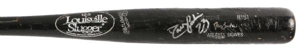 1991-96 David Justice Atlanta Braves Signed Louisville Slugger Professional Model Game Used Bat (MEARS LOA/JSA)