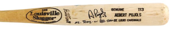 2001 circa Albert Pujols St. Louis Cardinals Signed Louisville Slugger Professional Model Game Used Bat (MEARS LOA/JSA)