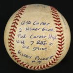 1994 (August 10) Kirby Puckett Minnesota Twins Single Signed OAL Brown Metrodome Grand Slam Baseball (MEARS LOA/JSA)