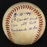 1994 (August 10) Kirby Puckett Minnesota Twins Single Signed OAL Brown Metrodome Grand Slam Baseball (MEARS LOA/JSA)