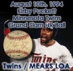 1994 (August 10) Kirby Puckett Minnesota Twins Single Signed OAL Brown Metrodome Grand Slam Baseball (MEARS LOA/JSA)