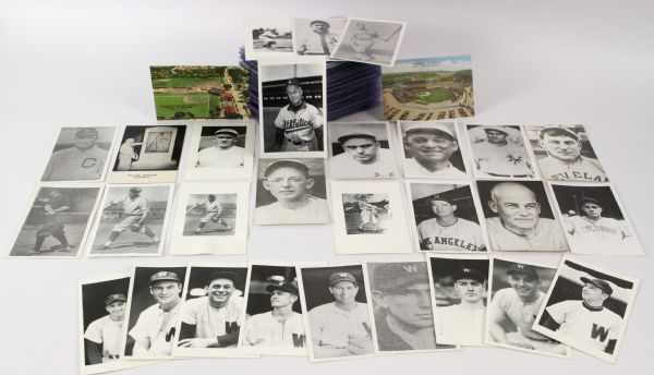 1900s (depictions) -50s Baseball Player 3.5" x 5.5" George Brace Photo Postcard Collection - Lot of 129