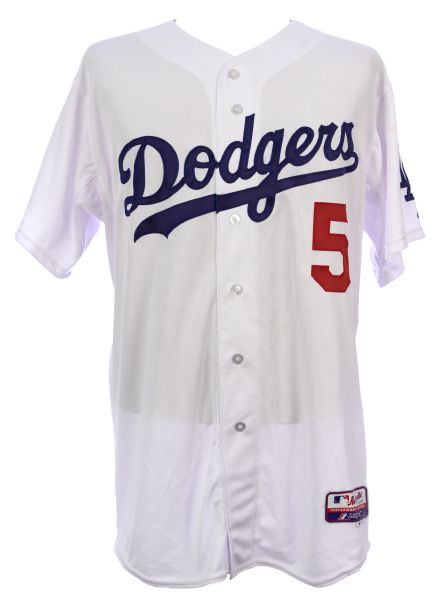 2014 (September 7) Juan Uribe Los Angeles Dodgers Signed Game Worn Home Jersey (MEARS LOA/MLB Hologram)