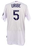 2014 (September 7) Juan Uribe Los Angeles Dodgers Signed Game Worn Home Jersey (MEARS LOA/MLB Hologram)