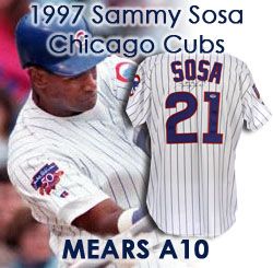 1997 Sammy Sosa Chicago Cubs Signed Game Worn Home Jersey w/ Jackie Robinson 50th Anniversary Patch (MEARS A10 / Team COA & PSA/DNA)