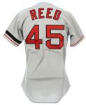 1990 Jerry Reed Boston Red Sox Game Worn Road Jersey w/ Tony Conigliaro Black Memorial Armband (MEARS LOA)