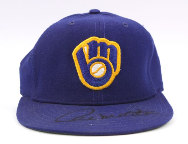1985-87 Paul Molitor Milwaukee Brewers Signed Game Worn Cap (MEARS LOA/JSA)