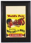 1939 New York Worlds Fair Freaks Broadside Promotional Poster (Triangle Poster Co.)