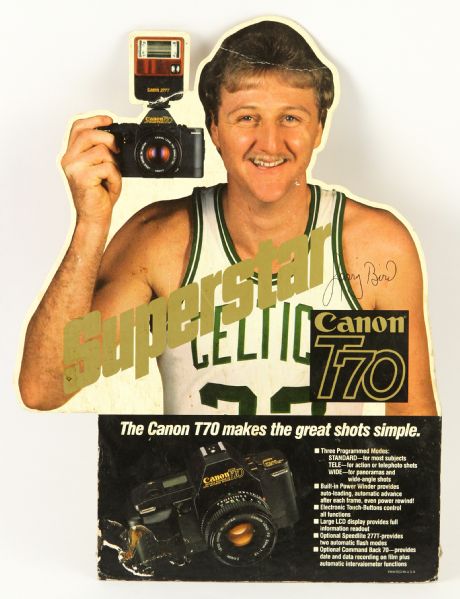 1984 circa Larry Bird Boston Celtics Cannon T70 11" x 14" Countertop Display