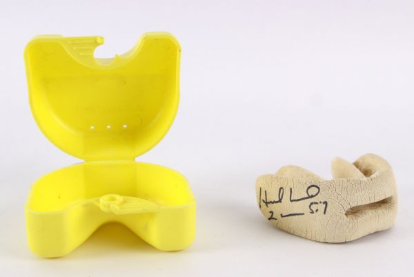 2000-2011 Late Career Evander Holyfield Autographed Pro Mouth Guard & Protective Container (EX Holyfield Estate) JSA