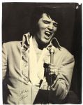 1970-77 circa Elvis Presley 11x14 B&W Rock N Roll Souvenir Concert Photo