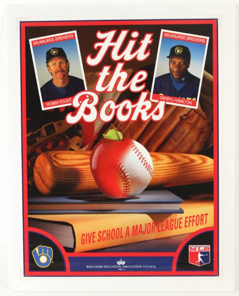 1992 (September 15th) Hit the Books Robin Yount Darryl Hamilton Milwaukee Brewers 17"x23" Promotional Poster