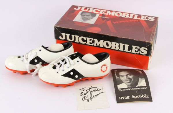 1976 OJ Simpson Buffalo Bills MIB Juicemobiles Youth Football Cleats w/ Original Booklet & Secretarial Signed Sheet 