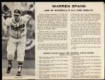 1964 Warren Spahn Milwaukee Braves "One of Baseballs All Time Greats" 10.5" x 16" Sheet