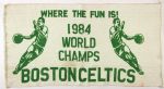 1984 circa Larry Bird Boston Celtics Backpack 23 x 45 Boston Celtics 1984 World Champs Rug & BJ Thomas Signed Tank Top - Lot of 3