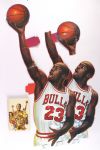 1980s Basketball Memorabilia Collection - Lot of 3 w/ Michael Jordan 14" x 38" Display Cutouts & 1987-88 Lakers Media Guide