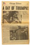 1969 (July 25) Buzz Aldrin Apollo 11 Astronaut Signed Chicago Tribune Newspaper (JSA)