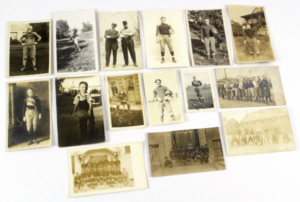 1910-20s Vintage Hometown Football Original Photo / Postcard Collection (15)