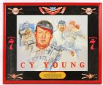 1990s Cy Young Seagram’s 7 Baseball Mirror 17x21 W/ Original Red Factory Frame