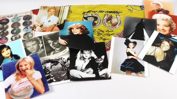 1930s-90s Movie Memorabilia Collection - Lot of 27 w/ Roy Rogers Signed Handkerchief, Rocky Horror Picture Show Pinbacks & More