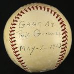1953 (May 7) New York Giants Cincinnati Reds ONL Giles Polo Grounds Exhibition Game Used Baseball (MEARS LOA)