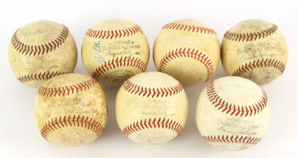 1952-69 circa Game Used ONL Giles Baseball Collection - Lot of 7 (MEARS LOA)