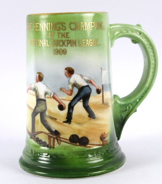 1909 William Henning Captain of 1909 National Champion Duckpin Bowling League Painted Beer Stein (From the Collection of Penny Marshall)