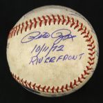 1972 (October 11) Sparky Anderson Pete Rose Johnny Bench Tony Perez George Foster Cincinnati Reds Signed ONL Feeney Riverfront Stadium NLCS Game 5 Used Baseball (MEARS LOA/JSA)