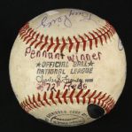1972 (October 11) Sparky Anderson Pete Rose Johnny Bench Tony Perez George Foster Cincinnati Reds Signed ONL Feeney Riverfront Stadium NLCS Game 5 Used Baseball (MEARS LOA/JSA)