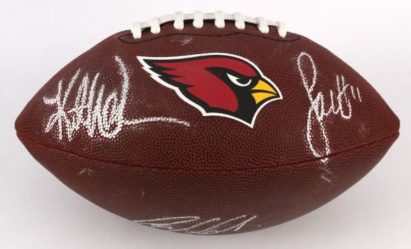 2009 Kurt Warner Larry Fitzgerald Anquan Boldin Arizona Cardinals Signed Football *JSA*