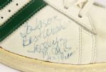 1981 circa Marques Johnson Milwaukee Bucks Signed Game Worn Adidas Sneakers (MEARS LOA/JSA)