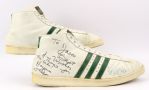 1981 circa Marques Johnson Milwaukee Bucks Signed Game Worn Adidas Sneakers (MEARS LOA/JSA)
