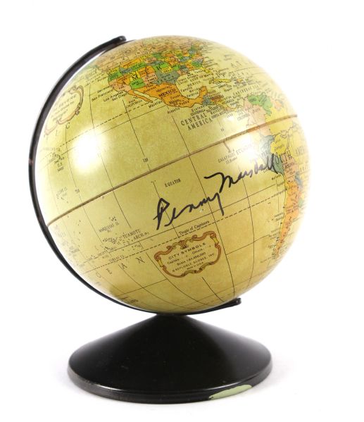 1980s Penny Marshall Signed 6" Desktop Globe (JSA) "Penny Marshall Collection"