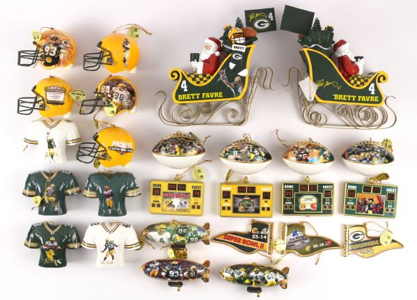 2004 Green Bay Packers Bradford Authenticated Limited Edition Christmas Ornament Collection - Lot of 26