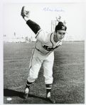 1954-56 Warren Spahn Milwaukee Braves “The Wind Up” Frank Stanfield Autographed Original 16x20 Hand Developed Photo (JSA) “Signed During His Final Milwaukee Appearance”