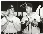 1955 Eddie Mathews Milwaukee Braves w/ Mickey Mantle at the All Star Game At County Stadium Autographed Original 16x20 Hand Developed Photo (JSA)