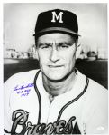1954-55 Lou Burdette Milwaukee Braves Rare “ W.S. MVP 1957 Inscription” Frank Stanfield Autographed Original 16x20 Hand Developed Photograph (JSA)