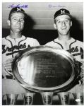 1960 Lou Burdette Warren Spahn Milwaukee Braves “Celebrating The No Hitter” Autographed Original 16x20 Hand Developed Photo (JSA)