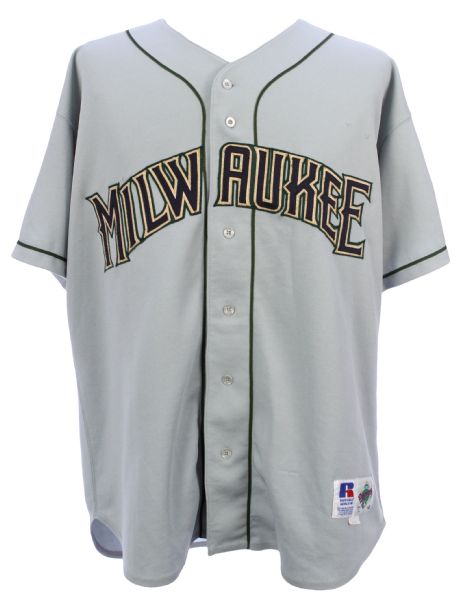 1994 Mike Fetters Milwaukee Brewers Game Worn Road Jersey w/ MLB 125th Anniversary Patch (MEARS LOA)